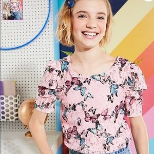 NWT Justice Lace Puff Sleeve Top - Size 16